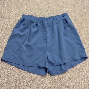 SHEIN Women's Blue Elastic Waist Casual Lounge Shorts Size L 8/10 Flowy Summer